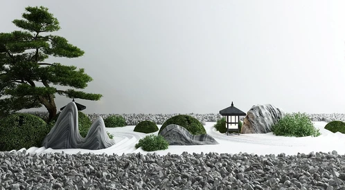 新中式枯山水松树景观小品