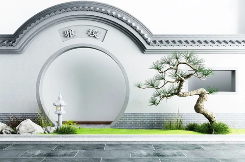 新中式月洞门景观小品