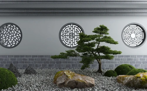 新中式松树山石景观小品