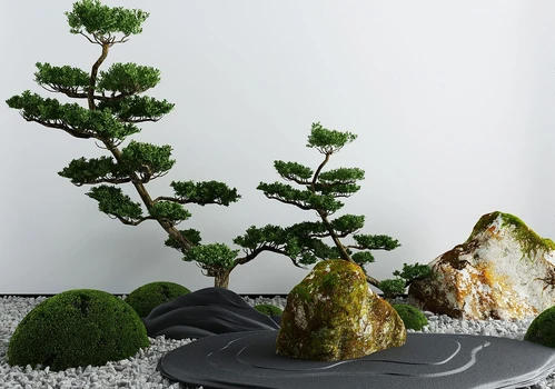 新中式松树山石景观小品