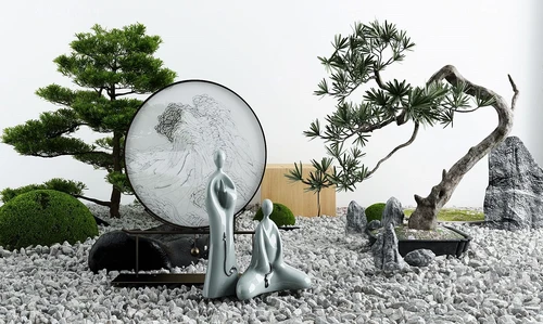 新中式禅意松树景观小品