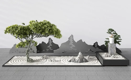 新中式景观树假山景观小品
