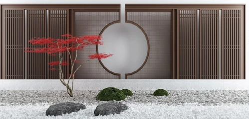 新中式红枫碎石景观小品
