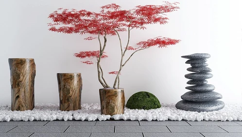 新中式红枫树景观小品