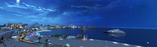现代海滨城市夜景
