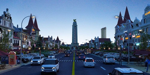 现代商业街夜景