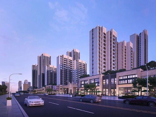 简欧商业街夜景