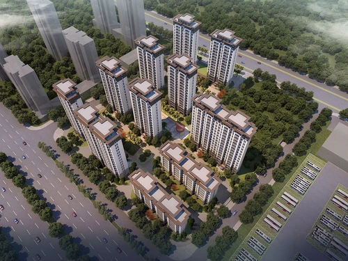 新中式住宅小区鸟瞰