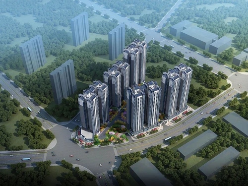 新中式住宅小区鸟瞰