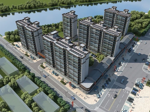 新中式住宅小区鸟瞰