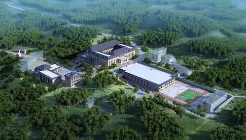 新中式学校园区鸟瞰