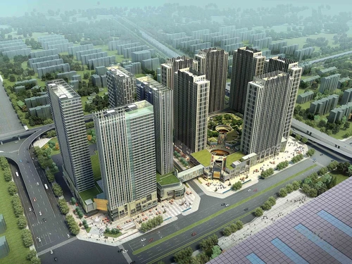 现代商住楼外观鸟瞰