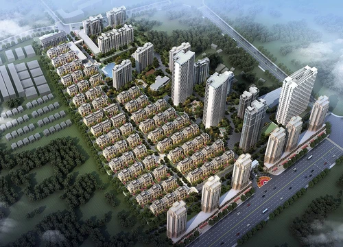 现代高层住宅小区鸟瞰