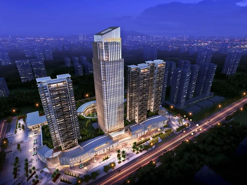 现代商业中心鸟瞰夜景