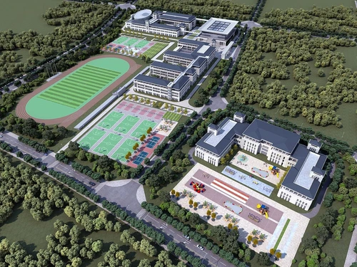 现代学校鸟瞰规划