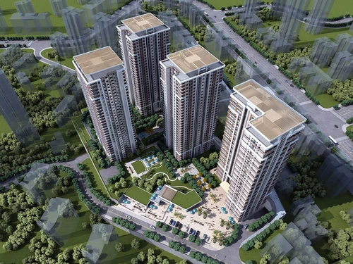 现代高层住宅楼鸟瞰