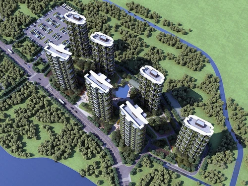 现代高层住宅小区鸟瞰