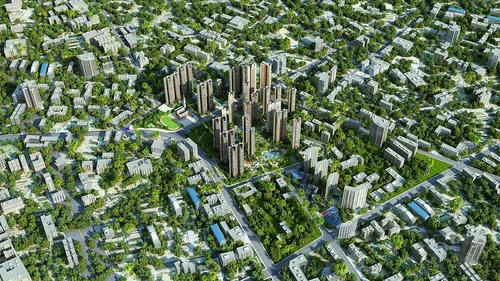 现代城市建筑鸟瞰