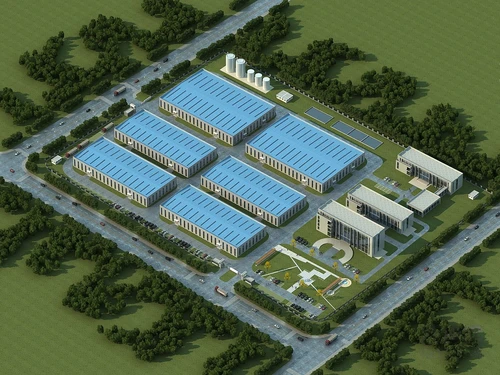 现代厂区厂房鸟瞰规划