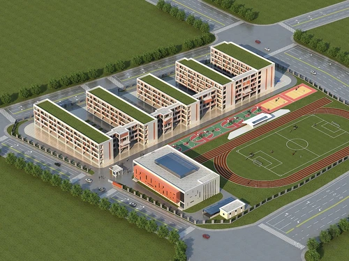 现代学校鸟瞰规划