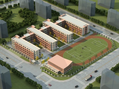 现代学校园区鸟瞰规划