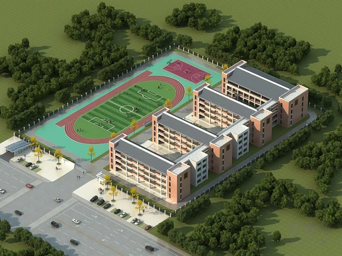 现代学校园区鸟瞰规划