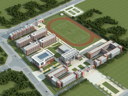 现代学校鸟瞰规划