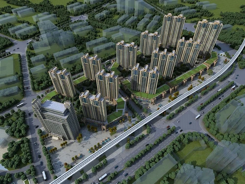 简欧住宅小区鸟瞰