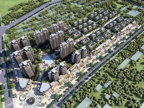 简欧住宅小区鸟瞰