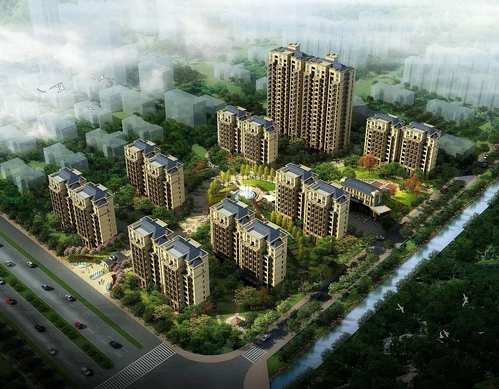 简欧住宅小区鸟瞰