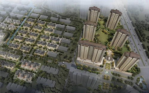 简欧住宅小区鸟瞰