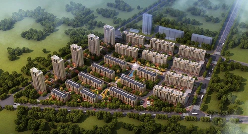 简欧住宅小区鸟瞰