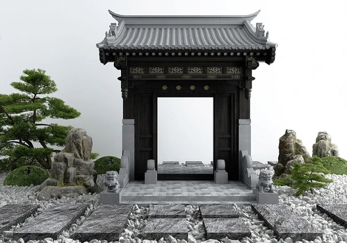 新中式庭院景观大门景观