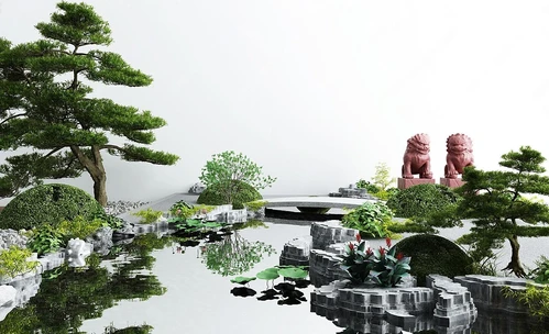 新中式庭院景观小品