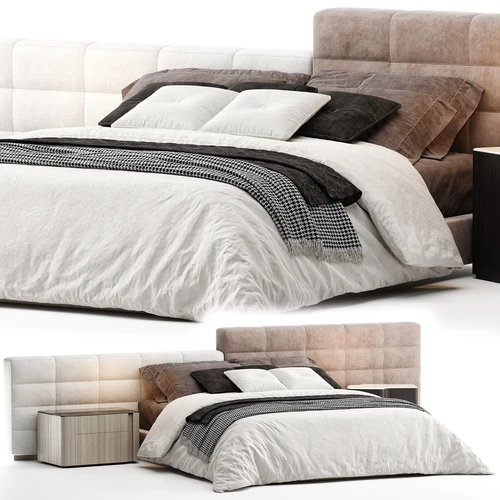 Minotti 现代轻奢布艺双人床