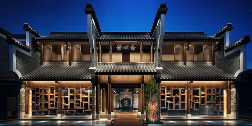 中式古建茶楼外观