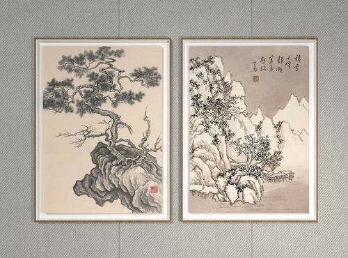 中式山水装饰画组合