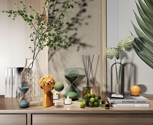 现代绿植花瓶雕塑摆件3d模型