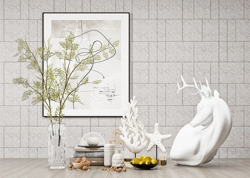 现代鹿头雕塑绿植花瓶摆件3d模型