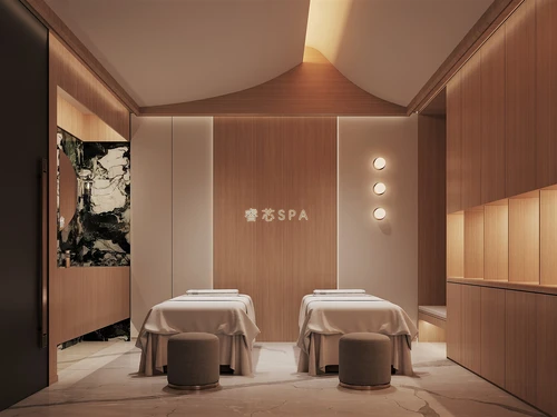侘寂现代实木原木美容包厢