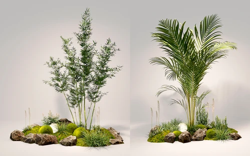 现代夜景植物组合