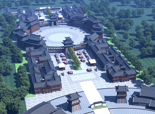 中式古建商业街鼓楼