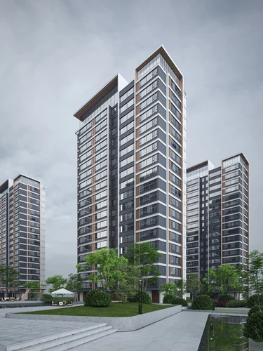 现代建筑写字楼园林景观