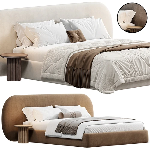 Oneandhome 现代布艺双人床