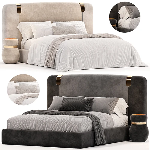 Headboard 现代布艺双人床