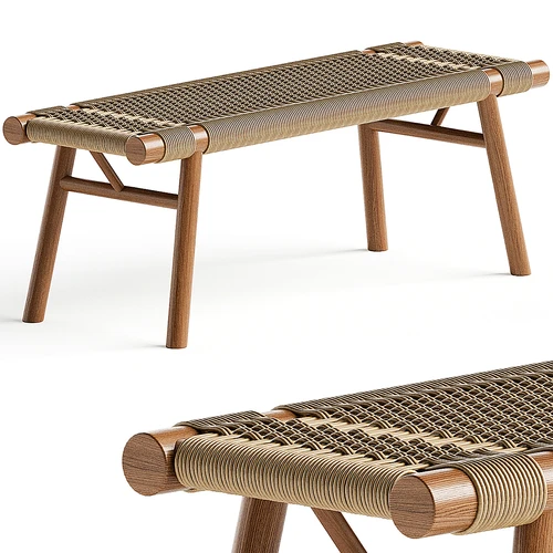 Cassina 侘寂风藤编织长凳子