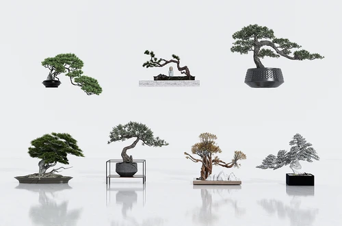 新中式绿植盆栽3D模型