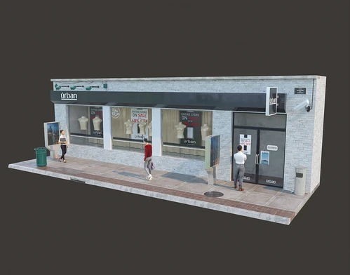 现代服装鞋店门头门面3D模型