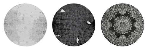 现代高级黑白灰纯色欧花圆形地毯
