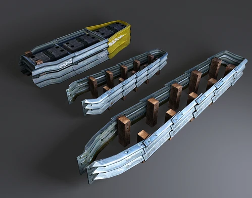 现代撞护栏3D模型